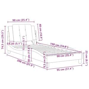 Rám postele bez matrace Zadar černý 90x190 cm umělá kůže - obrázek 12