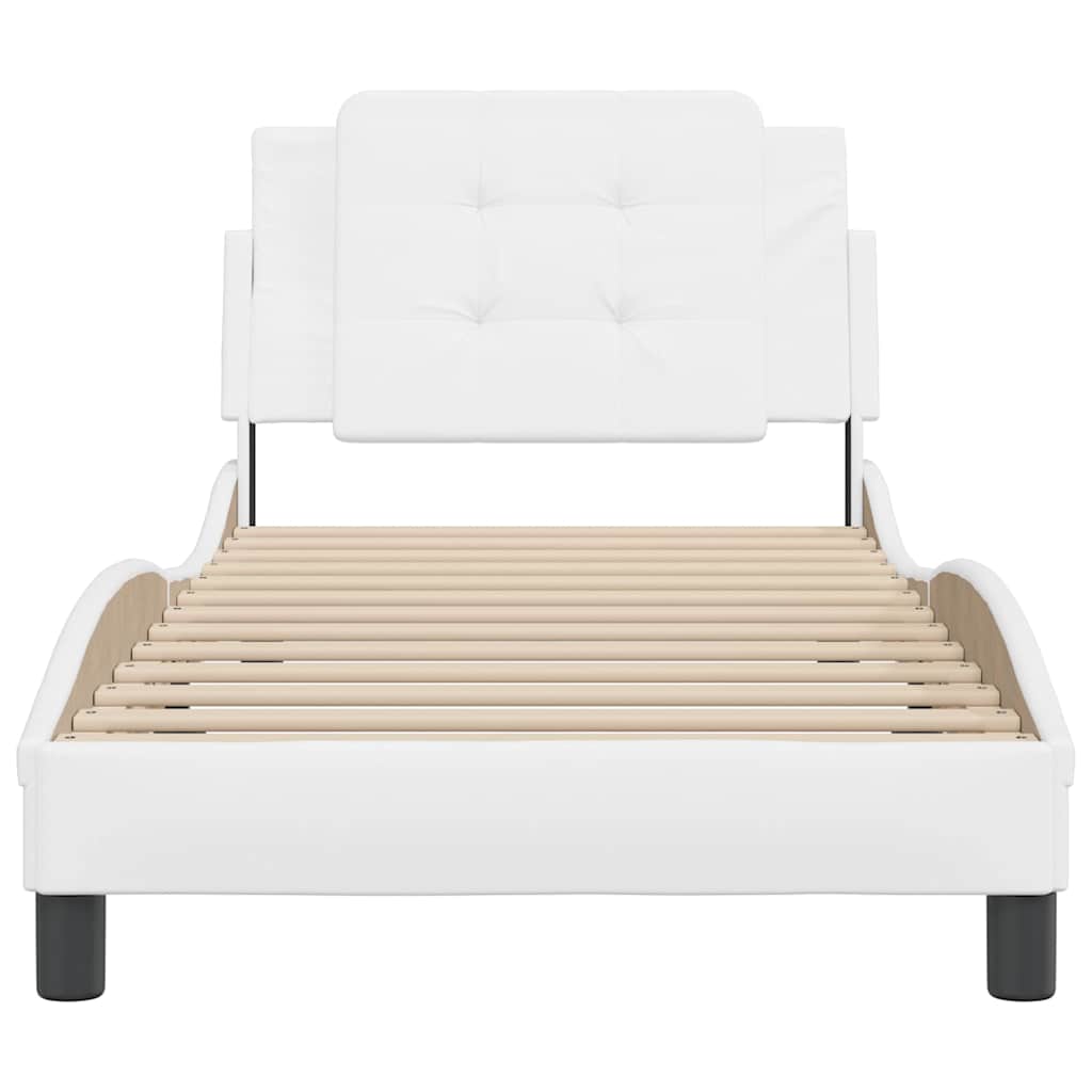 vidaXL Bedframe zonder matras "Zadar" kunstleer wit 90x190 cm, foto 4