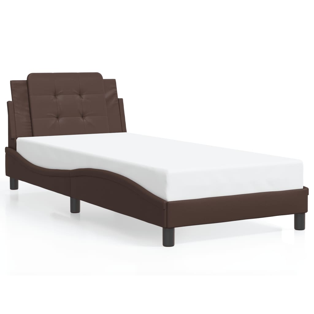 vidaXL Rám postele s čelem hnědý 90x190 cm umělá kůže