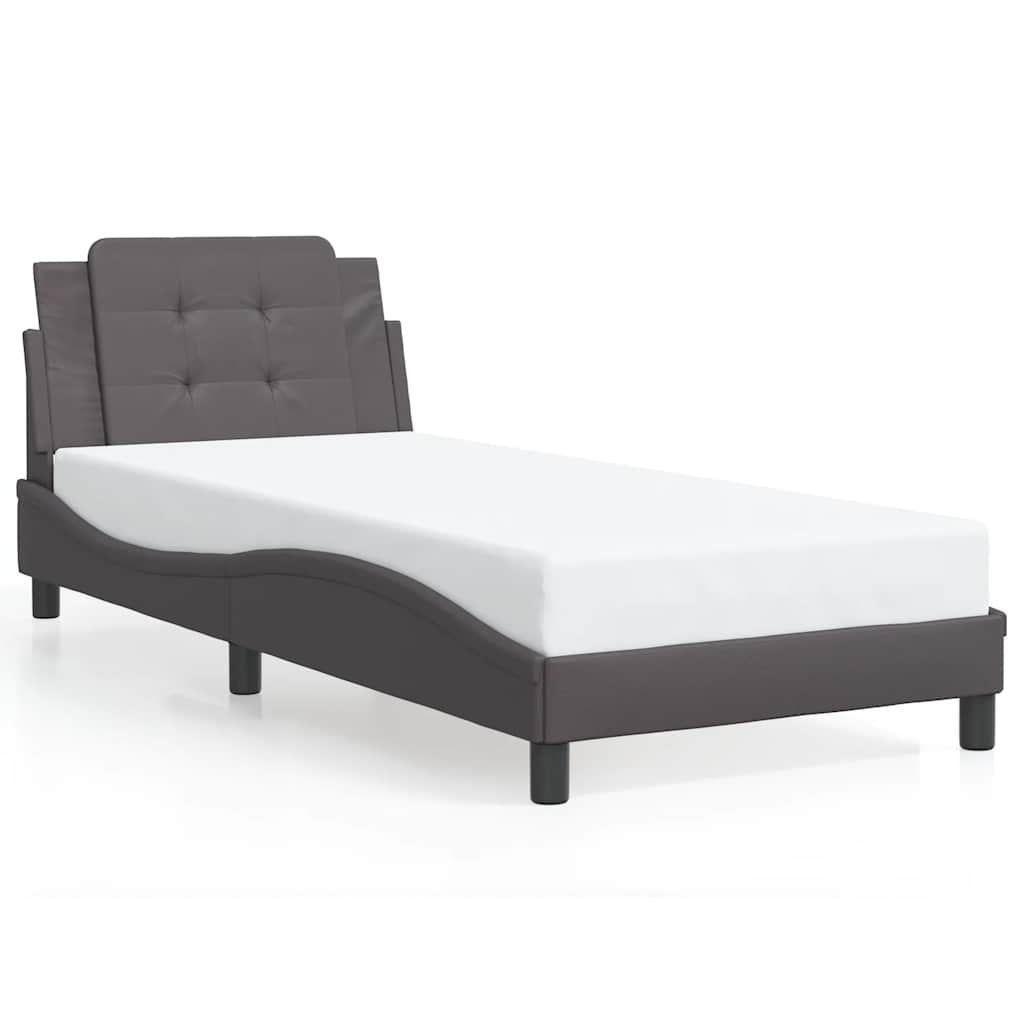 vidaXL Bedframe zonder matras "Zadar" kunstleer grijs 90x190 cm, foto 3