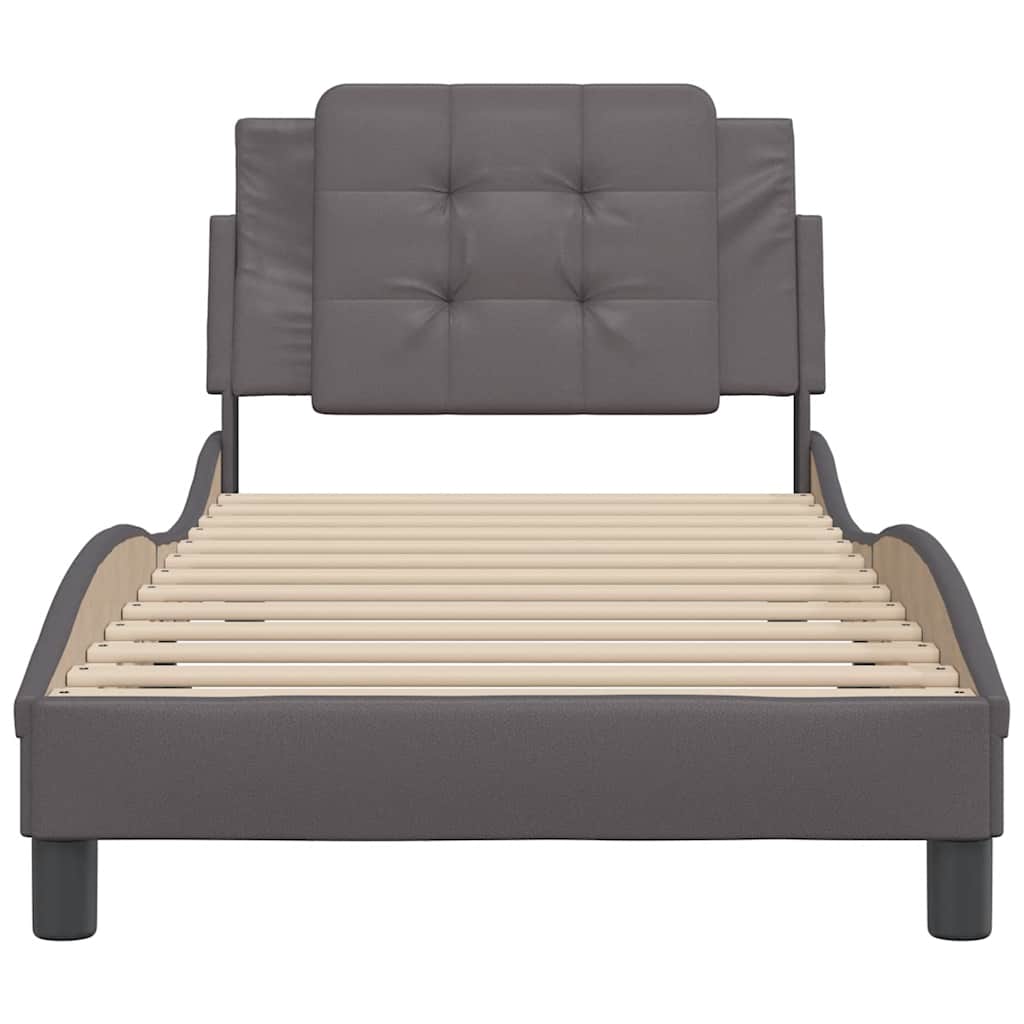 vidaXL Bedframe zonder matras "Zadar" kunstleer grijs 90x190 cm, foto 4