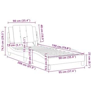 Rám postele bez matrace Zadar šedý 90x190 cm umělá kůže - obrázek 12