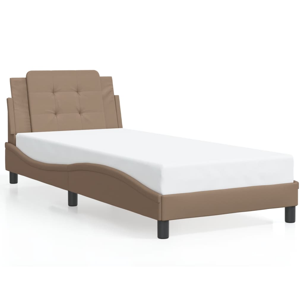 vidaXL Rám postele s čelem cappuccino 90x190 cm umělá kůže