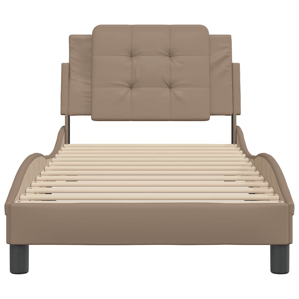 vidaXL Bedframe zonder matras "Zadar" kunstleer cappucinnokleurig 90x190 cm bruin, foto 4