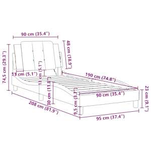 Rám postele bez matrace Zadar černý a bílý 90 x 190 cm umělá kůže - obrázek 13