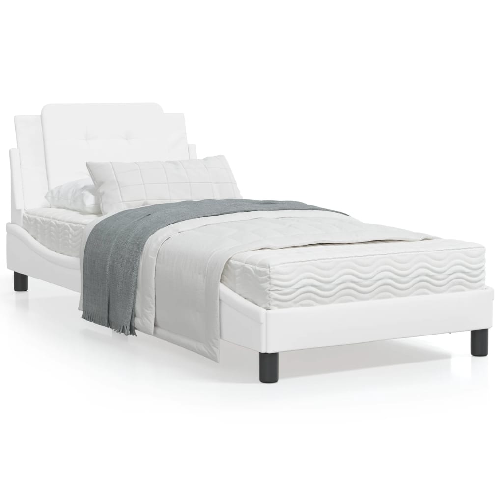 vidaXL Cadre de lit avec tête de lit Blanc 90x200 cm Similicuir
