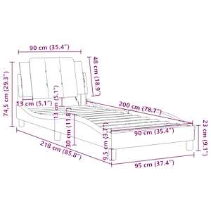 Rám postele bez matrace Zadar šedý 90x200 cm umělá kůže - obrázek 12