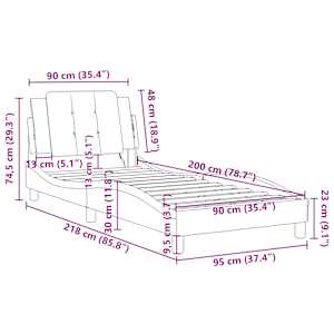 Rám postele bez matrace Zadar cappuccino 90x200 cm umělá kůže - obrázek 12
