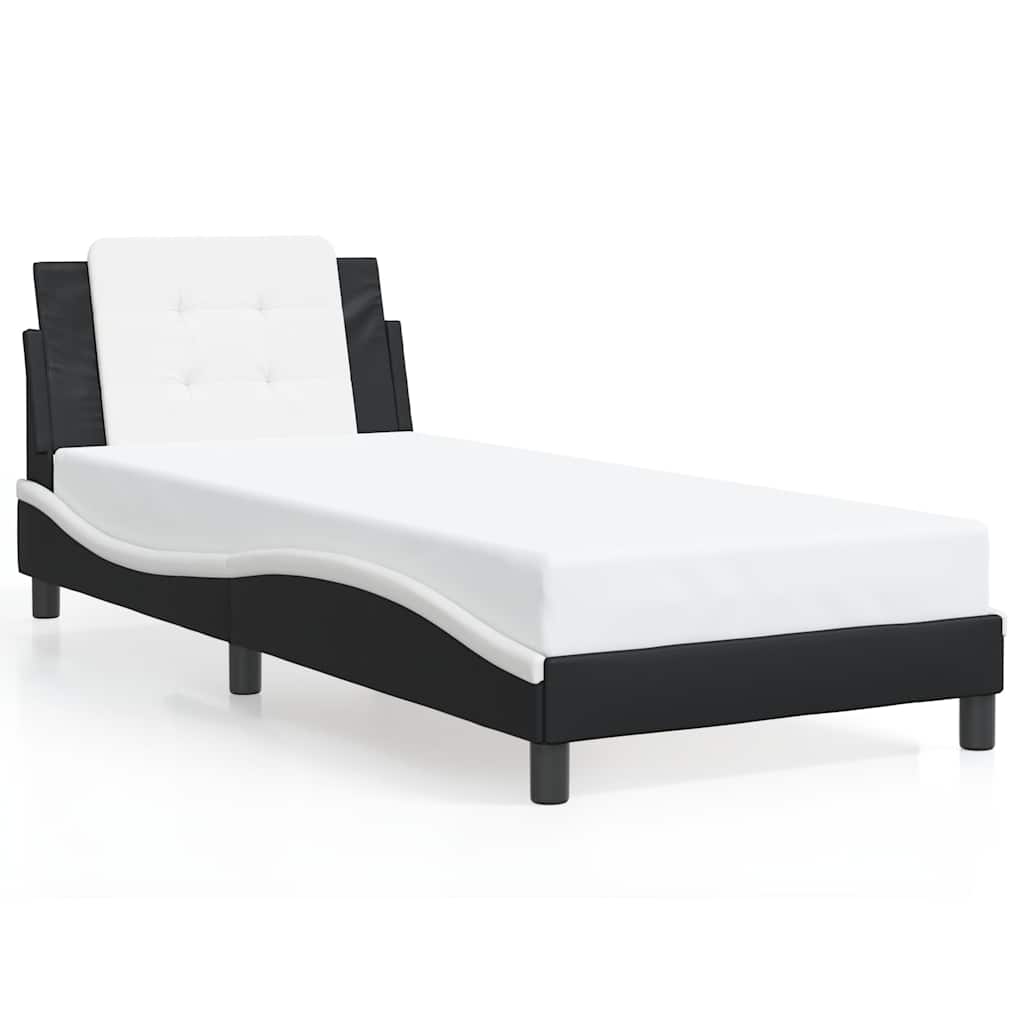 vidaXL Bedframe zonder matras "Zadar" kunstleer zwart en wit 90x200 cm, foto 3