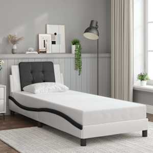 Posteljni okvir brez vzmetnice Zadar bel in črn 90x200 cm umetno usnje