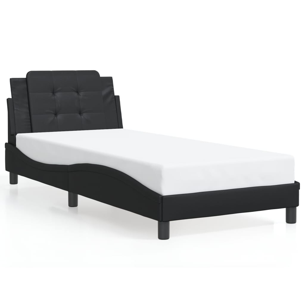 vidaXL Cadru de pat cu tăblie, negru, 100x200 cm, piele ecologică
