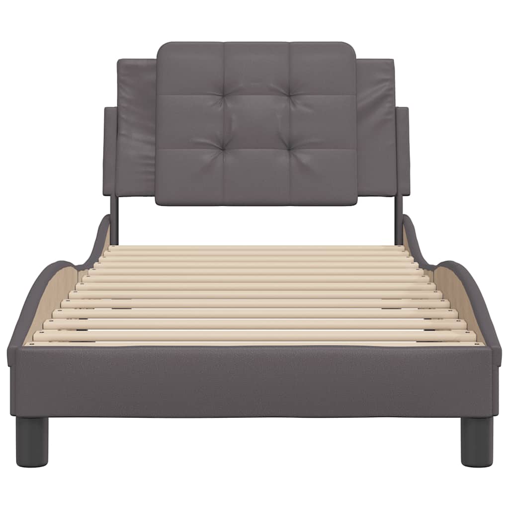 vidaXL Bedframe zonder matras "Zadar" kunstleer grijs 100x200 cm, foto 4