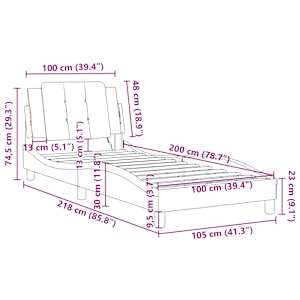 Rám postele bez matrace Zadar cappuccino 100x200 cm umělá kůže - obrázek 12