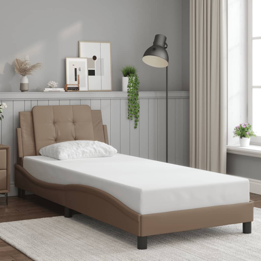 vidaXL Bettgestell ohne Matratze "Zadar" Cappuccino-Braun 100x200 cm Kunstleder
