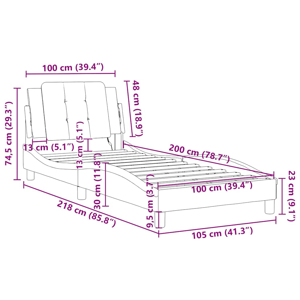 Rám postele bez matrace Zadar bílý a černý 100 x 200 cm umělá kůže - obrázek 13