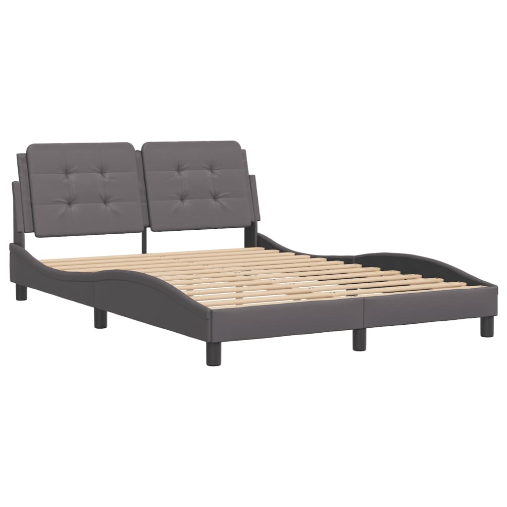 vidaXL Bedframe met hoofdbord kunstleer grijs 120x200 cm afbeelding