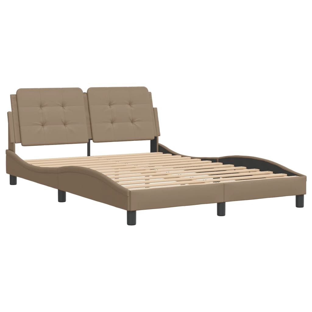 vidaXL Bedframe met hoofdbord kunstleer cappuccinokleurig 120x200 cm afbeelding