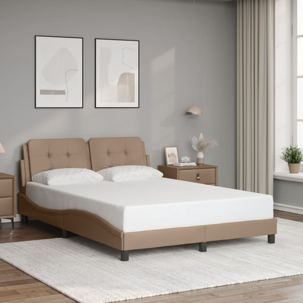 VIDAXL - vidaXL Estrutura cama cabeceira 120x200 cm couro artificial cappuccino vidaXL Estrutura cama cabeceira 120x200 cm couro artificial cappuccino