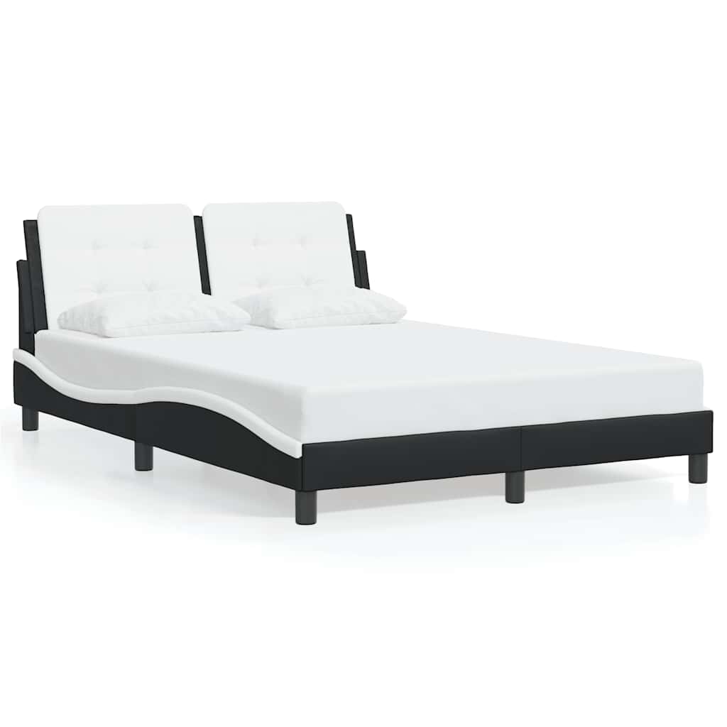 vidaXL Bedframe zonder matras "Zadar" kunstleer zwart en wit 120x200 cm, foto 3