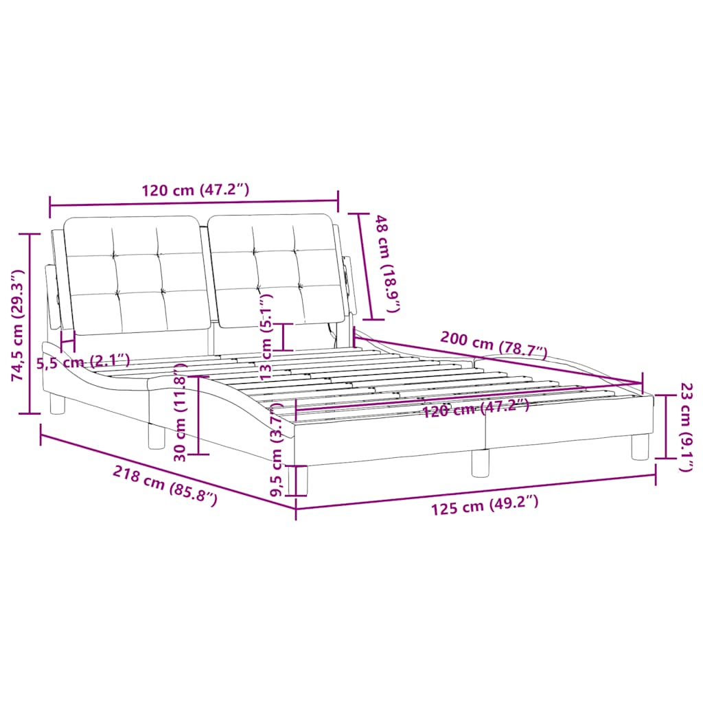 Rám postele bez matrace Zadar černý a bílý 120 x 200 cm umělá kůže - obrázek 13