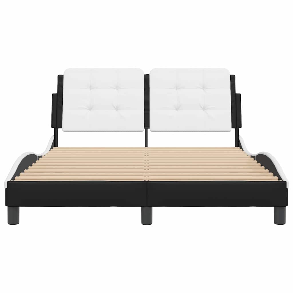 vidaXL Bedframe zonder matras "Zadar" kunstleer zwart en wit 120x200 cm, foto 4