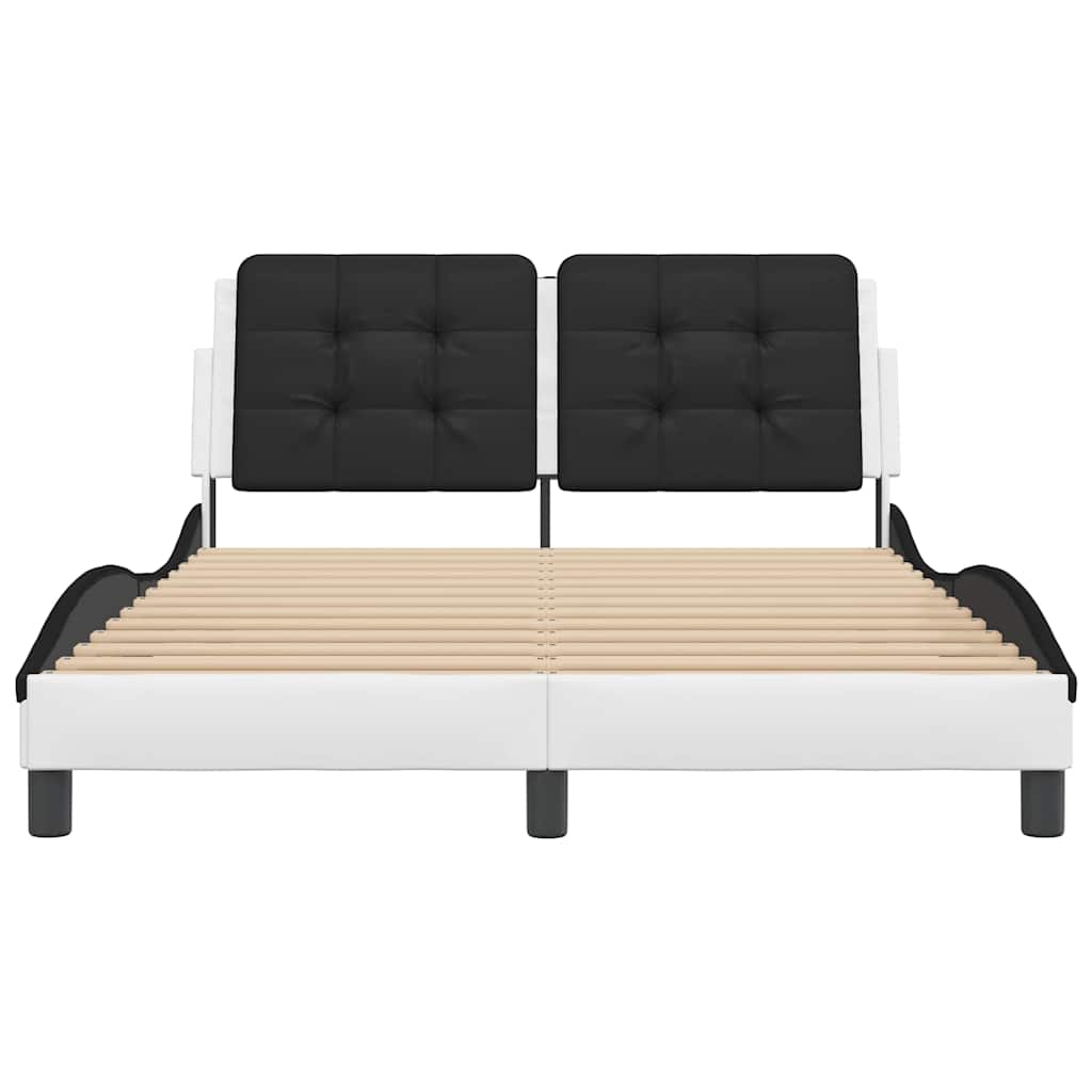 vidaXL Bedframe zonder matras "Zadar" kunstleer zwart en wit 120x200 cm, foto 4