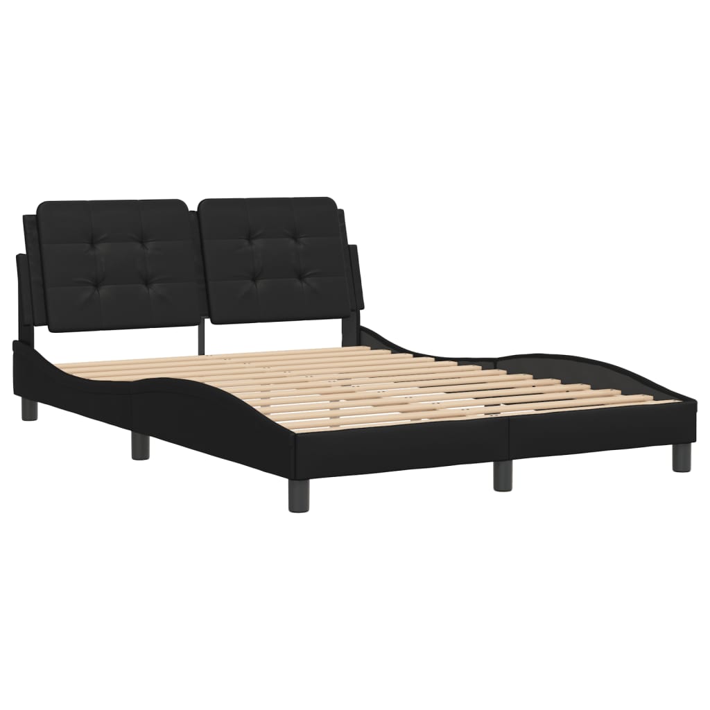 vidaXL Bedframe met hoofdeind kunstleer zwart 140x190 cm afbeelding