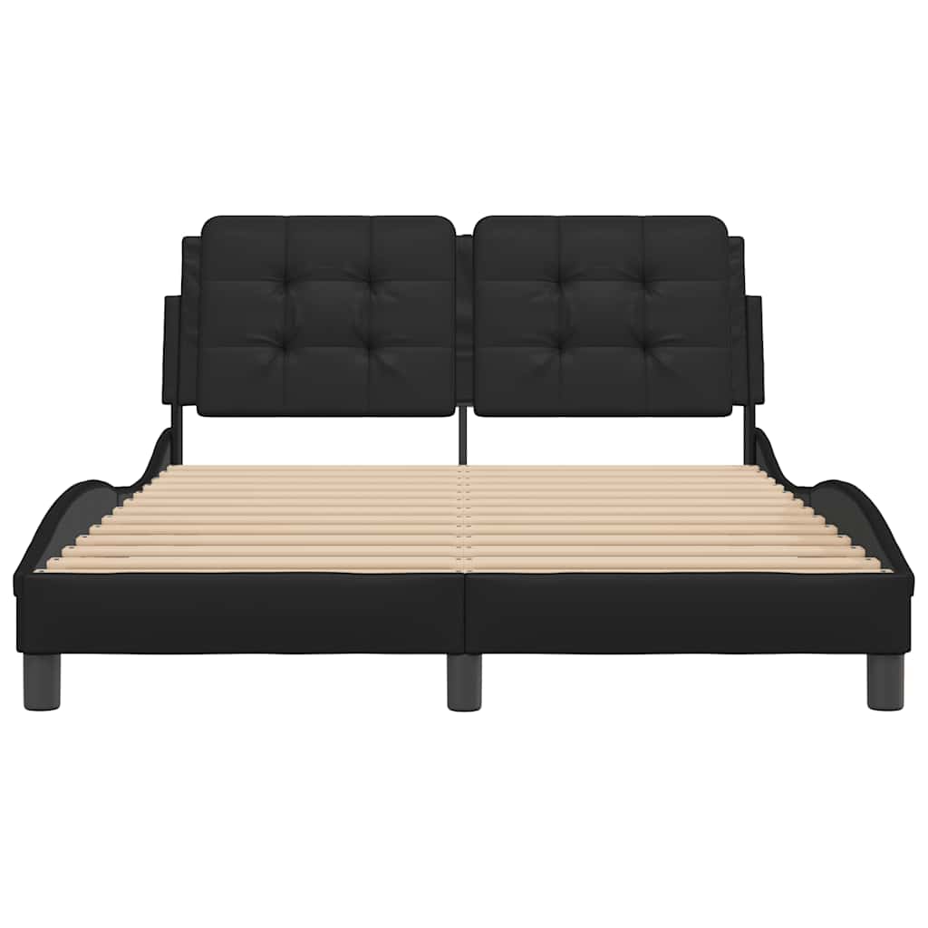 vidaXL Bedframe zonder matras "Zadar" kunstleer zwart 140x190 cm, foto 4
