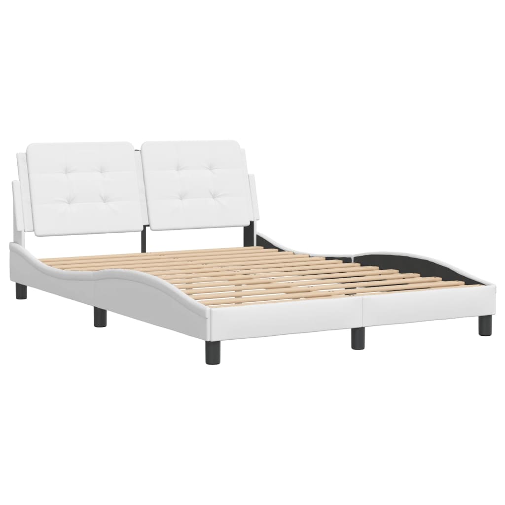 vidaXL Bedframe met hoofdbord kunstleer wit 140x190 cm afbeelding