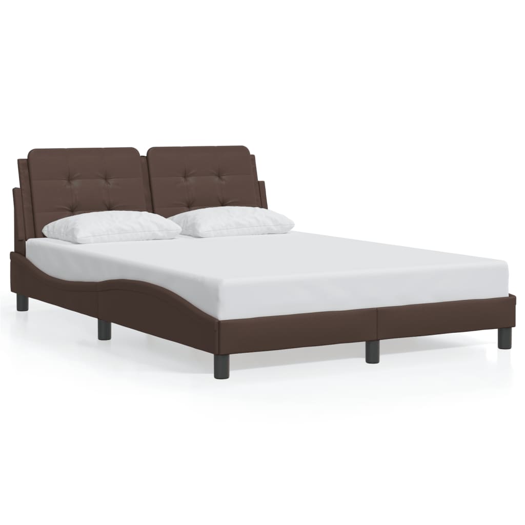vidaXL Rám postele s čelem hnědý 140x190 cm umělá kůže