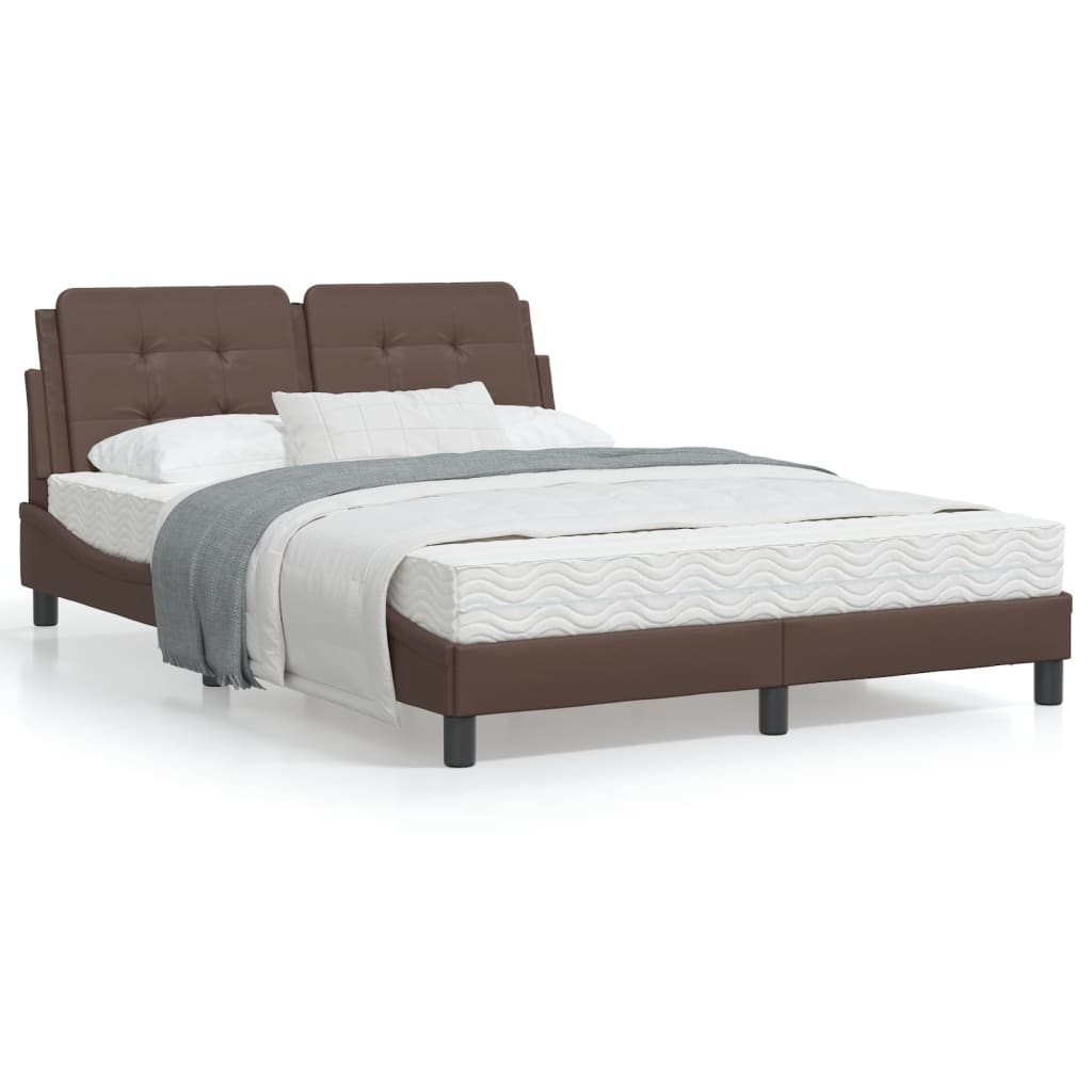 vidaXL Cadre de lit avec tête de lit marron 140x190 cm Similicuir