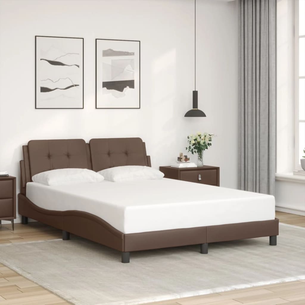 vidaXL Bettgestell ohne Matratze "Zadar" Braun 140x190 cm Kunstleder