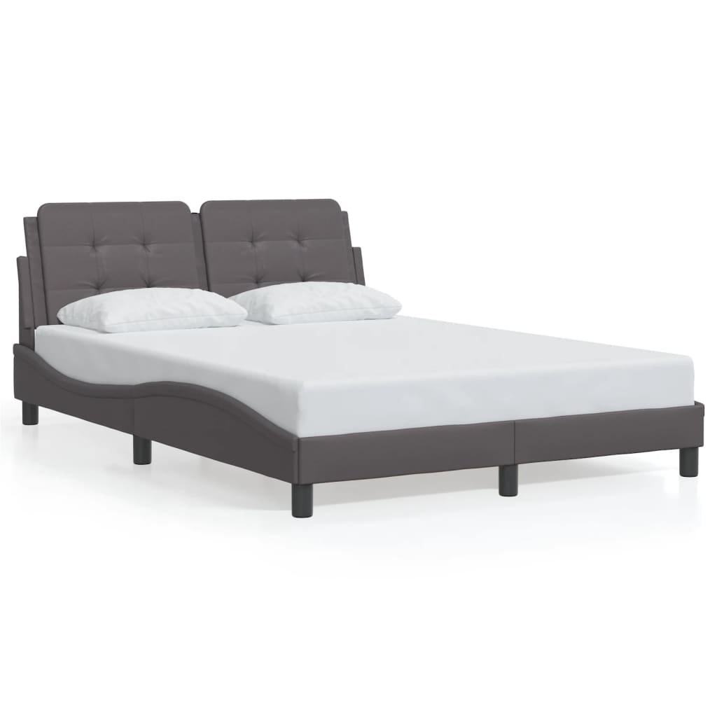vidaXL Rám postele s čelem šedý 140x190 cm umělá kůže