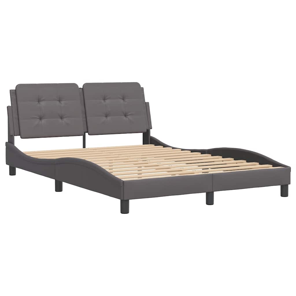 vidaXL Bedframe zonder matras "Zadar" kunstleer grijs 140x190 cm, foto 2