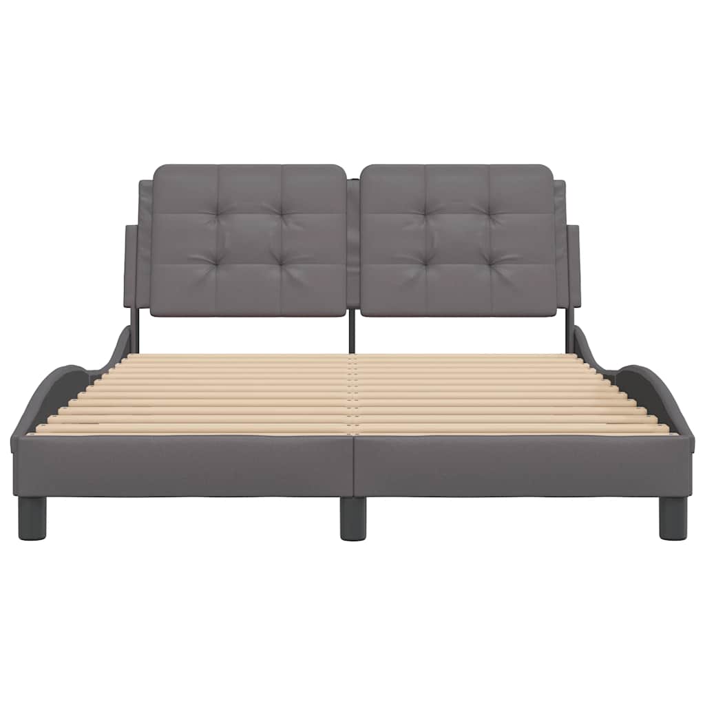 vidaXL Bedframe zonder matras "Zadar" kunstleer grijs 140x190 cm, foto 4