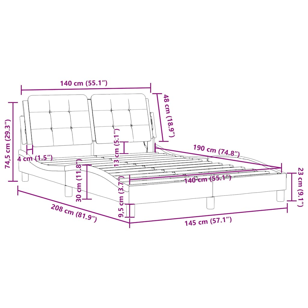 Rám postele bez matrace Zadar bílý a černý 140 x 190 cm umělá kůže - obrázek 13