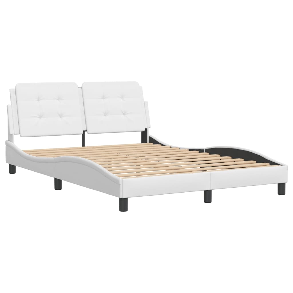 vidaXL Bedframe met hoofdbord kunstleer wit 140x200 cm afbeelding