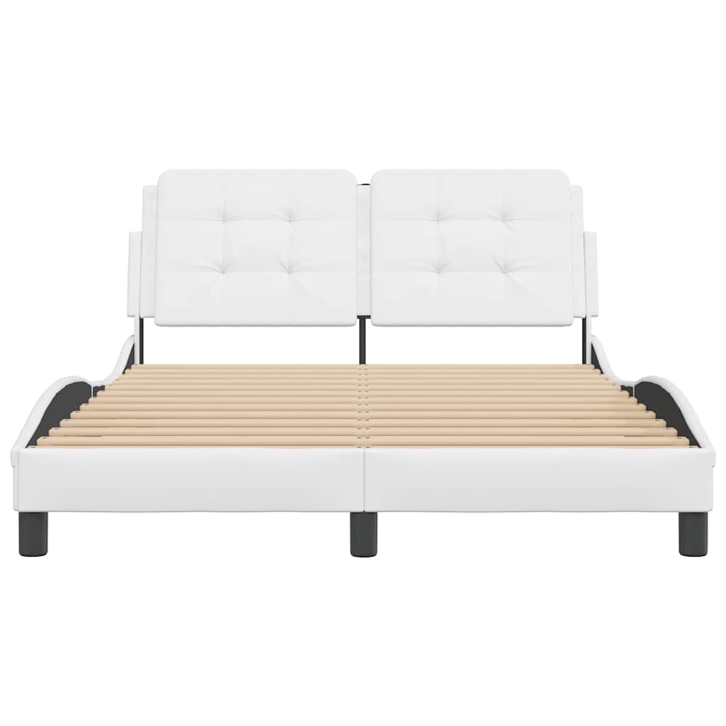vidaXL Bedframe zonder matras "Zadar" kunstleer wit 140x200 cm, foto 4