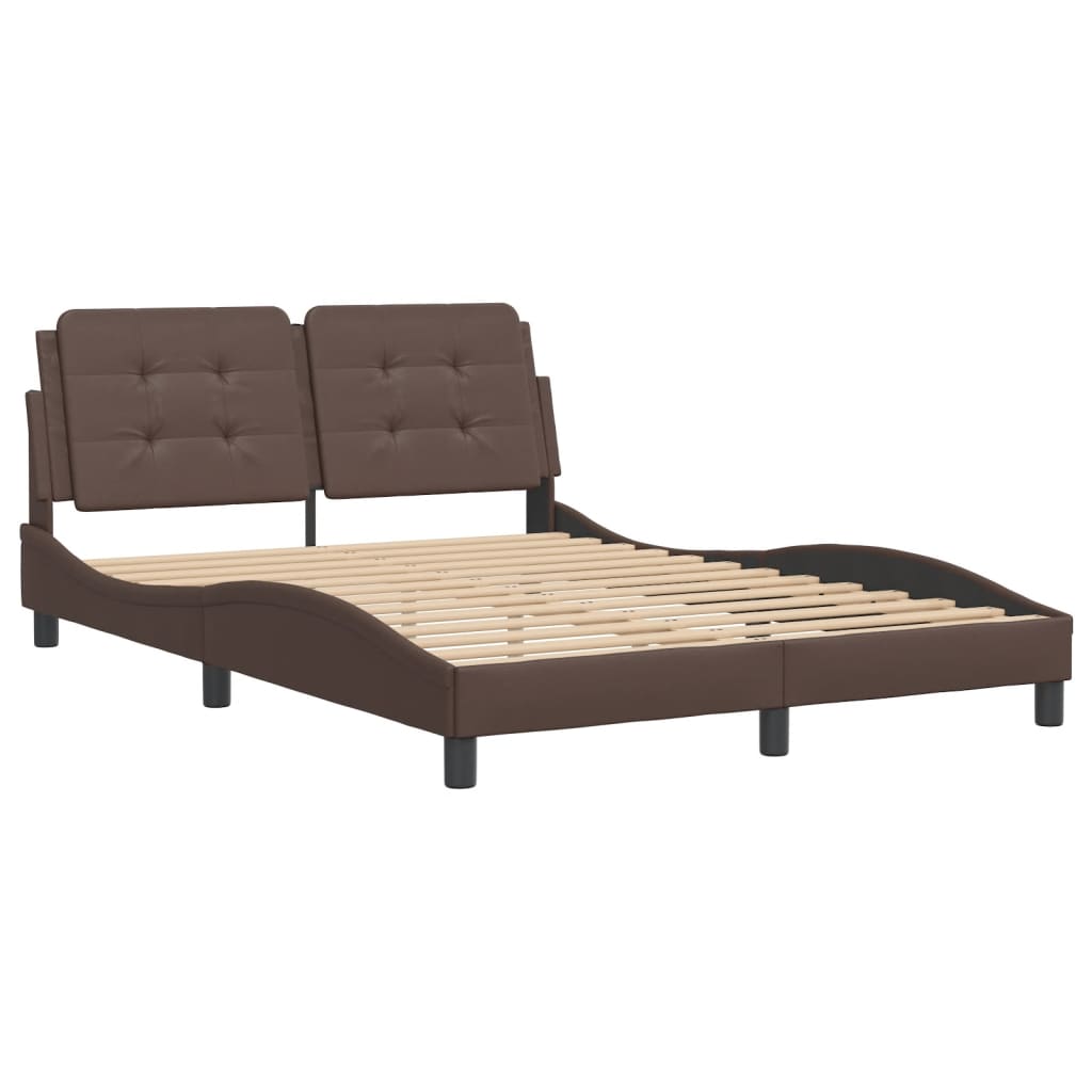 vidaXL Bedframe met hoofdbord kunstleer bruin 140x200 cm afbeelding