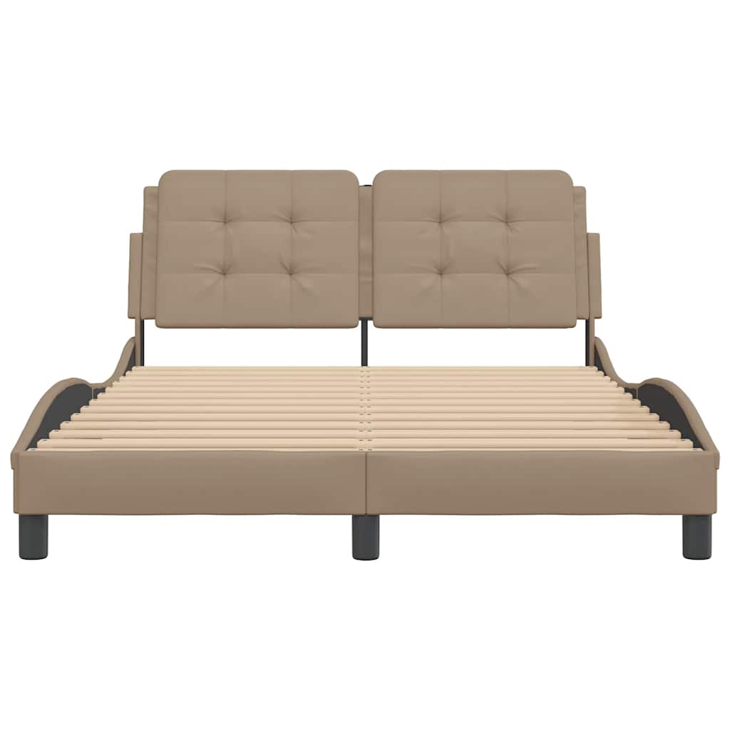 vidaXL Bedframe zonder matras "Zadar" cappuccinokleurig 140x200 cm bruin, foto 4