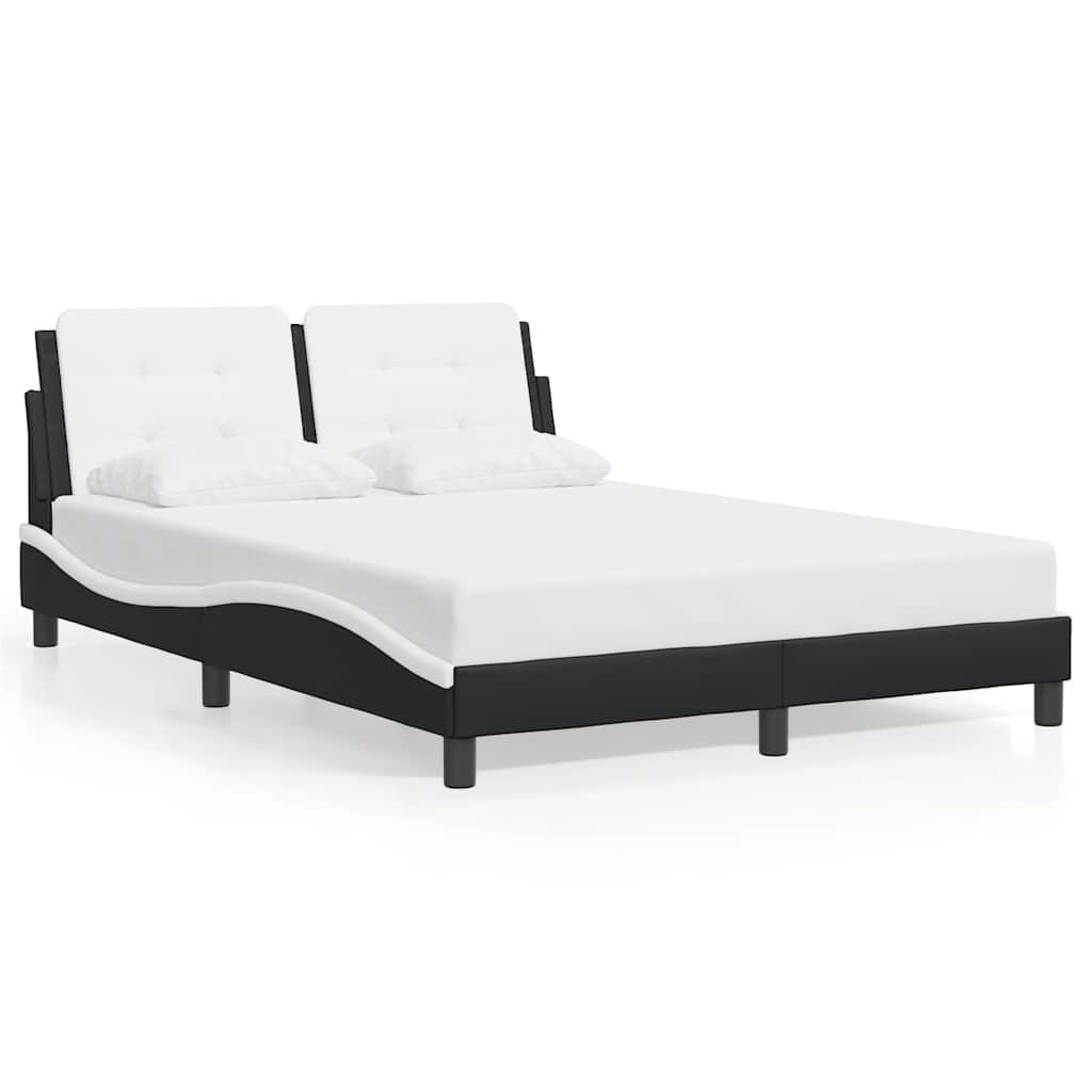 vidaXL Bedframe zonder matras "Zadar" kunstleer zwart en wit 140x200 cm, foto 3