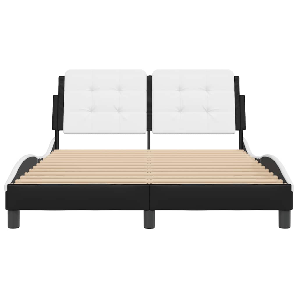 vidaXL Bedframe zonder matras "Zadar" kunstleer zwart en wit 140x200 cm, foto 4