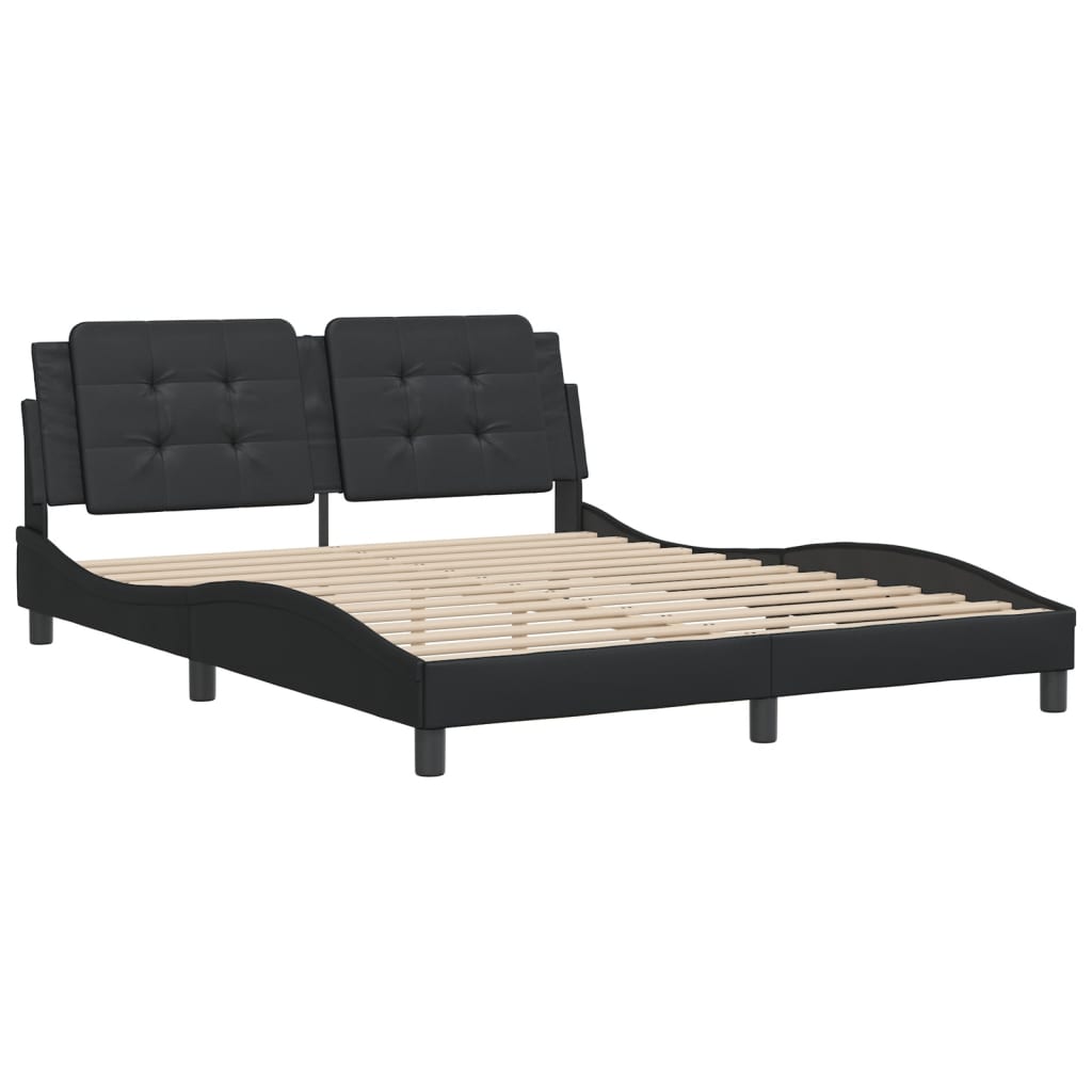 vidaXL Bedframe met hoofdbord kunstleer zwart 160x200 cm afbeelding
