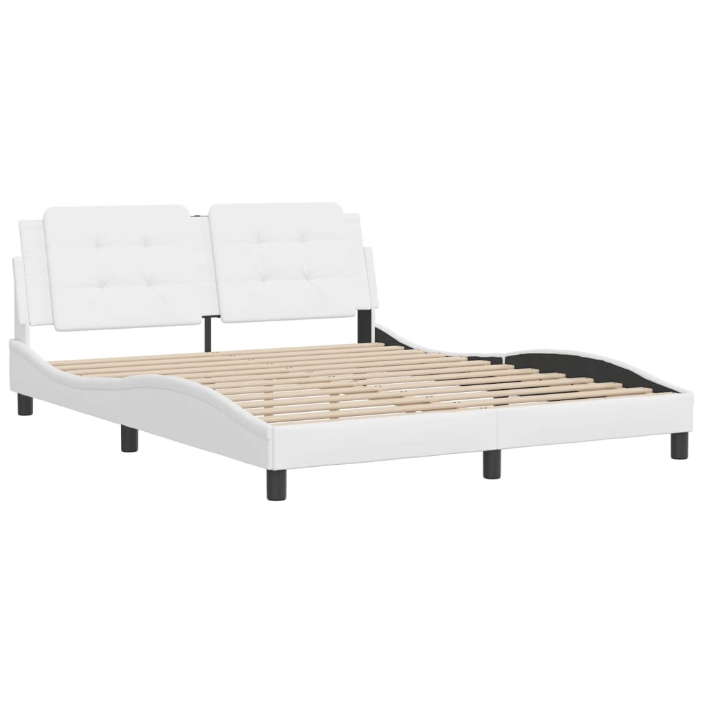 vidaXL Bedframe met hoofdbord kunstleer wit 160x200 cm afbeelding