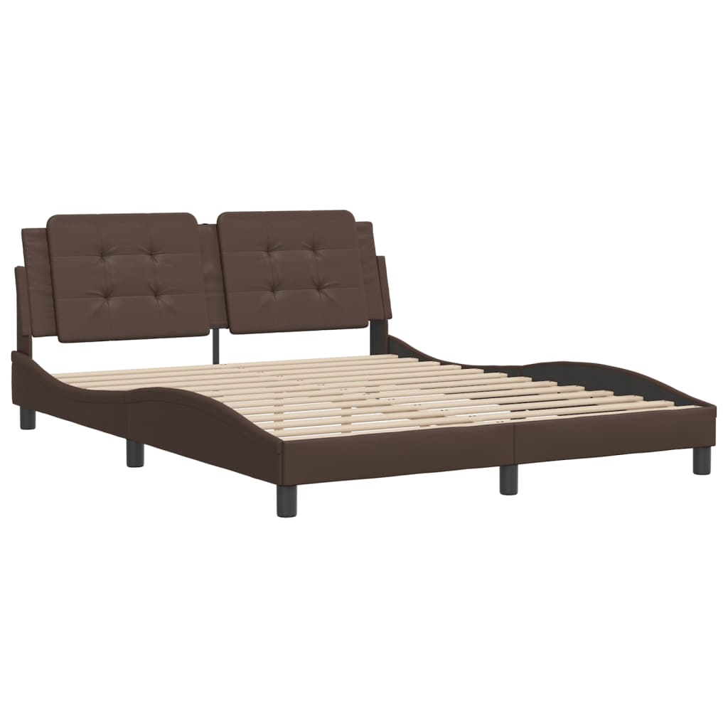 vidaXL Bedframe met hoofdbord kunstleer bruin 160x200 cm