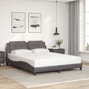 Posteljni okvir brez vzmetnice Zadar siv 160x200 cm umetno usnje