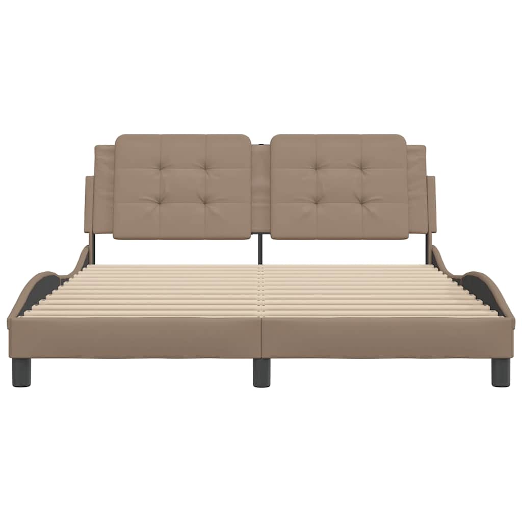 vidaXL Bedframe zonder matras "Zadar" cappuccinokleurig 160x200 cm bruin, foto 4