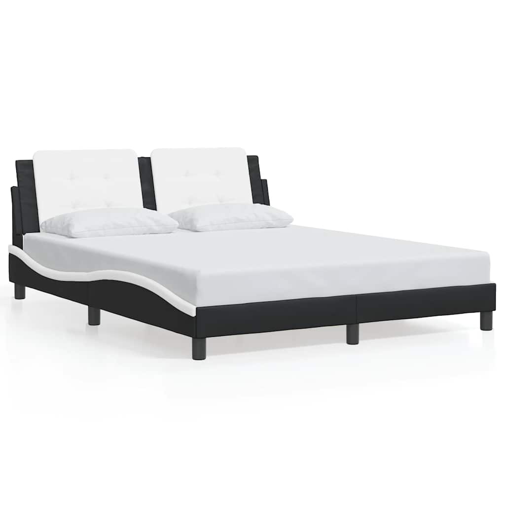 vidaXL Bedframe zonder matras "Zadar" kunstleer zwart en wit 160x200 cm, foto 3