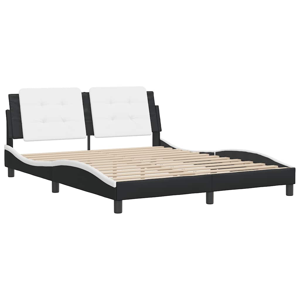 vidaXL Bedframe zonder matras "Zadar" kunstleer zwart en wit 160x200 cm, foto 2