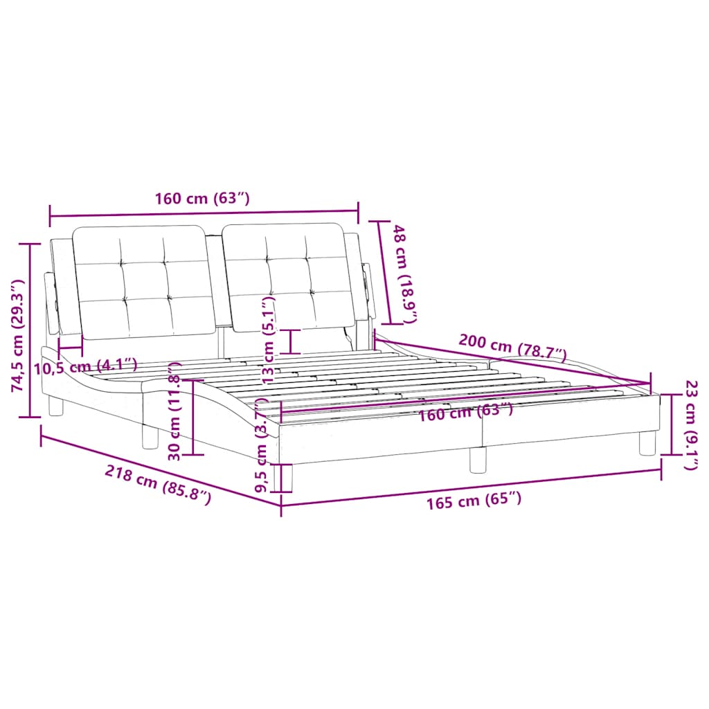 Rám postele bez matrace Zadar černý a bílý 160 x 200 cm umělá kůže - obrázek 13
